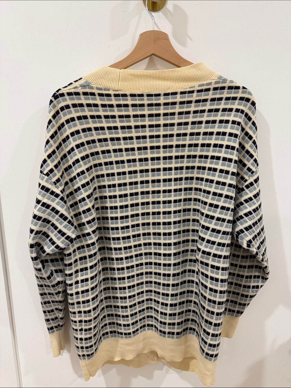 Babaton Cream and Black Grid Button-Front Cardigan - Picture 6 of 6